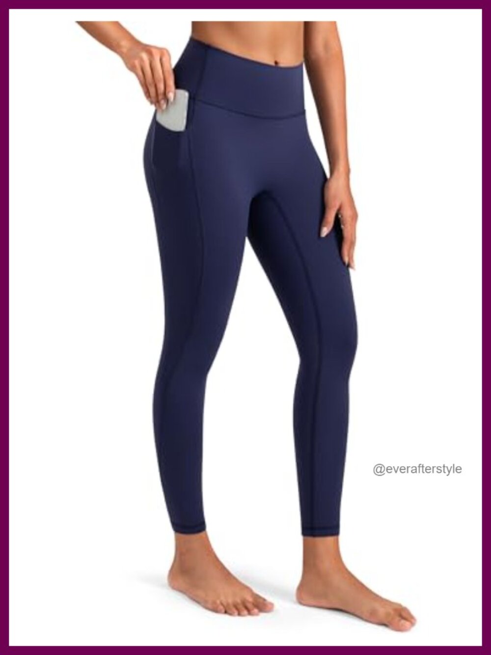 High-Waisted No Front Seam Yoga Leggings with Pockets